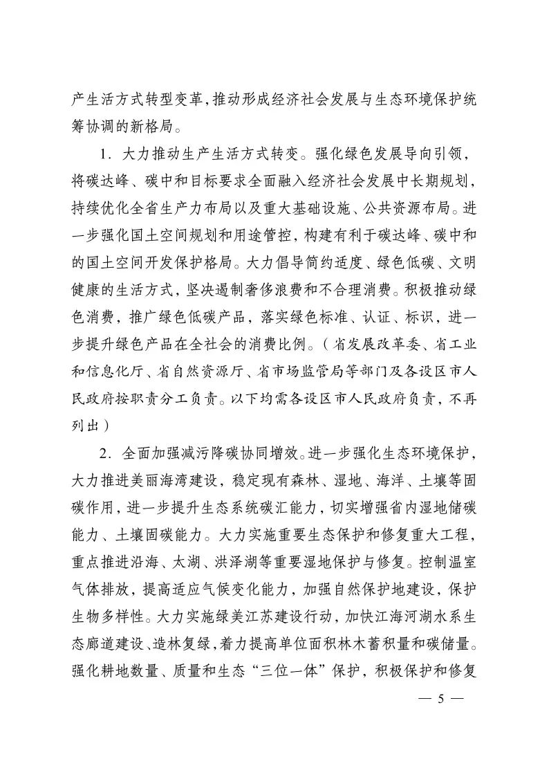 《江蘇省碳達(dá)峰實(shí)施方案》印發(fā) 實(shí)施“碳達(dá)峰八大專項行動”